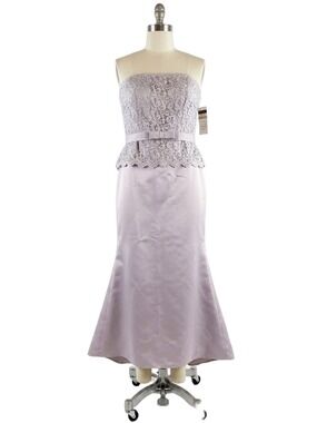 Strapless Lace Peplum Evening Gown in Blush Sz 12